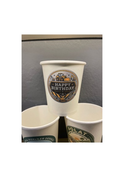 Firmaya Kişiye Özel Logo Baskı Tasarım Tek Kullanımlık 7 Oz 200 Adet Karton Bardak 1