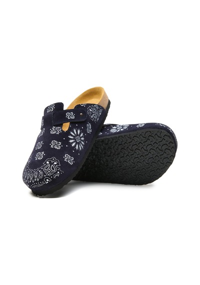 Comfortfusse Folk Capri - Erkek Ortopedik Deri Sabo Terlik Lacivert Süet Deri