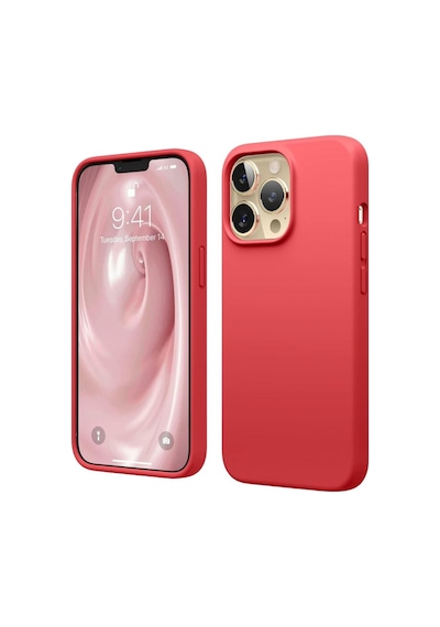 Apple Uyumlu iPhone 13 Pro Max  Silikon Kılıf - Pastel Renk Tonu Esnek Tam Koruma Kapak - Kırmızı