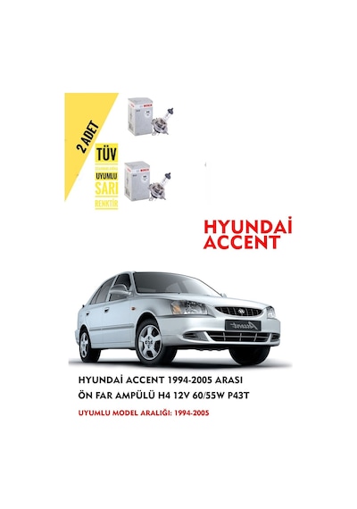 Hyundai Accent 1994-2005 Arası Ön Far Ampül Takımı 2 Adet