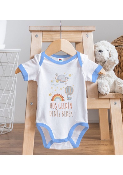 Bk Gift Bk Kids Hoş Geldin Bebek Tasarımlı Mavi Bebek Body Zıbın-7 0-3 Ay