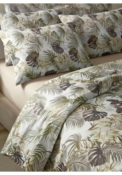 Tropikal Çift Kişilik Nevresim Takımı 200x220 Cm 4 Parça 1 Adet Nevresim 1 Adet Çarşaf 2 Adet Yastık Kılıfı Çok Renkli