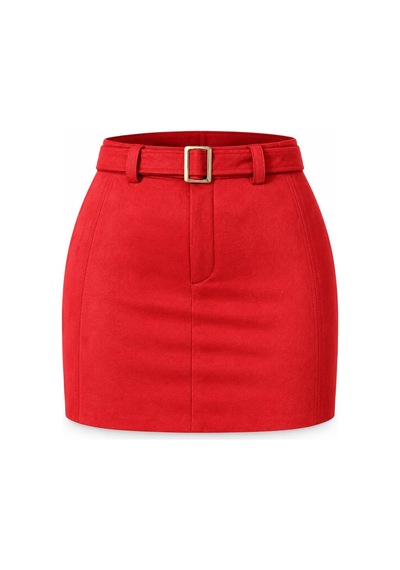 Verymoda Kemerli Etek F1801 Kırmızı