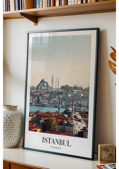 İstanbul Türkiye Vintage Seyahat Posteri Çerçeveli Tablo - Premium Tarihi Yarımada Elit Duvar Dekoru Siyah İstanbul Türkiye Vintage Seyahat Posteri Çerçeveli Tablo - Premium Tarihi Yarımada Elit Duvar Dekoru Siyah