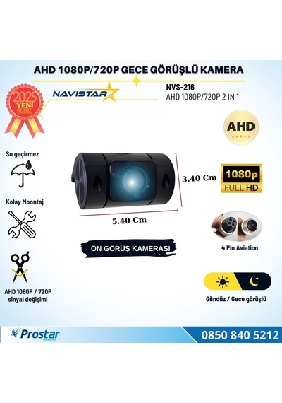 Cama Yapışan Ön Ve Kabin Görüş Kamerası Ahd 1080p/720p 4 Pin Aviation Soket Kamera