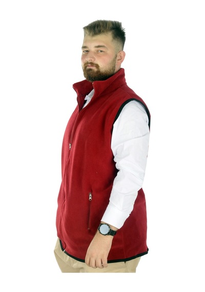 Mode Xl Erkek Polar Yelek Dik Yaka Fermuarlı 22549 Bordo 001