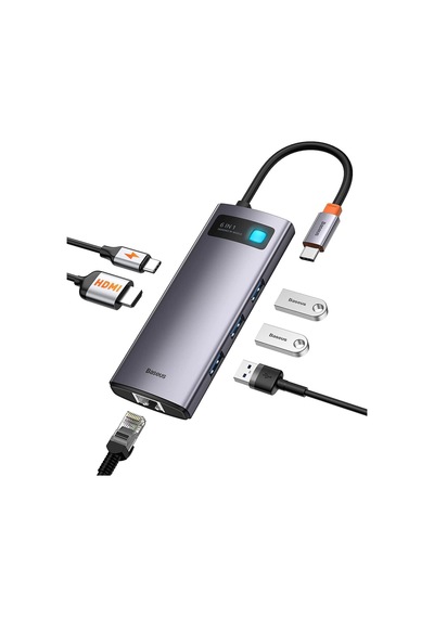 Lexroo Metal Gleam 6 İn 1, Çok Fonksiyonlu Bilgisayar/telefon Hub Adaptörü, Gri, Bağlantı Sayısı: 6