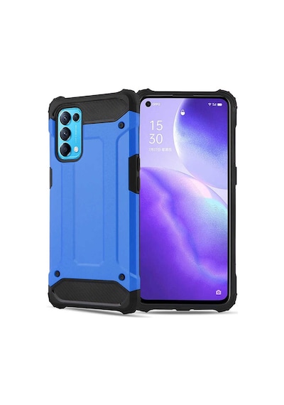 Noktaks - Oppo Uyumlu Oppo Reno 5 5g - Kılıf Çift Katman Zırh Tank Crash Military Kapak - Mavi
