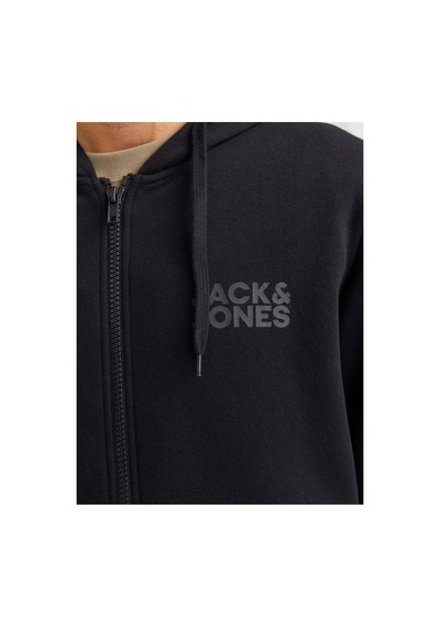 Jack & Jones Jack&jones 12265177 Jjecorp Logo Sweat Zıp Hood Black Sweat Siyah