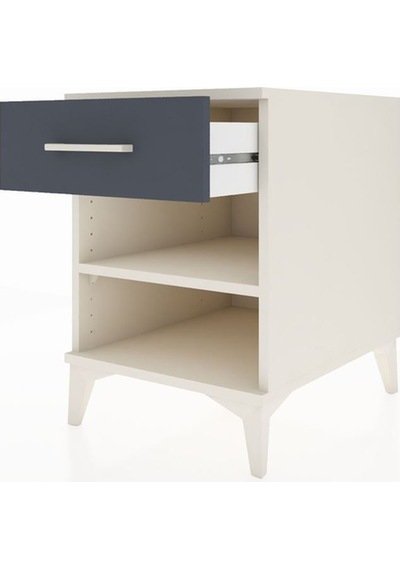 Kronos Komodin Tek Raflı Tek Çekmeceli 44x59x64 Aytaşı-antrasit Aytaşı