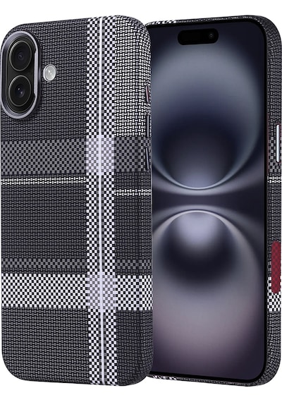 Apple Uyumlu iPhone 16 Plus Kılıf M-safe Şarj Özellikli Karbon Fiber Görünümlü Zore Nekst Kapak Gri-Siyah