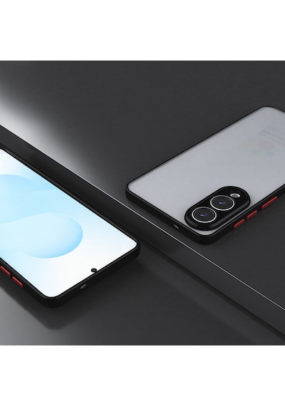Oppo Reno 11f 5g Kılıf Arkası Buğulu Kenarları Renkli Sert Premium Silikon Kapak Rcv/hux Siyah