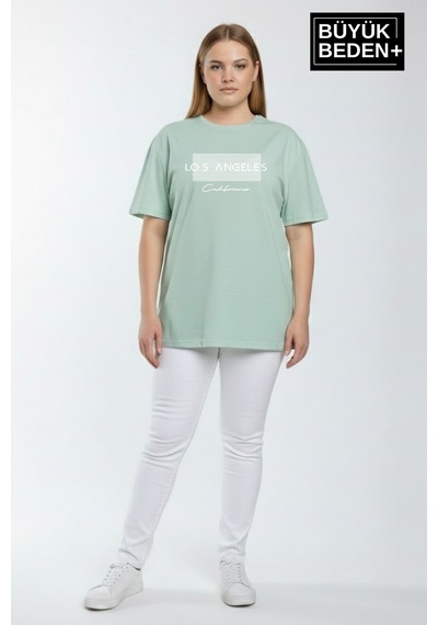 Superlife Kadın Büyük Beden Los Angeles Baskılı 3xl-6xl Bisiklet Yaka Tshırt Spr26btsk510-18 Yeşil Superlife Kadın Büyük Beden Los Angeles Baskılı 3xl-6xl Bisiklet Yaka Tshırt Spr26btsk510-18 Yeşil
