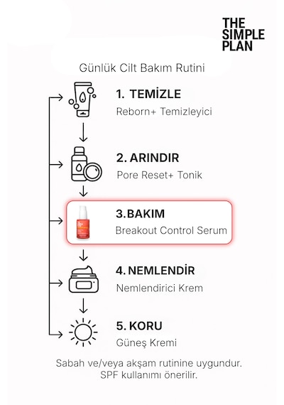 The Simple Plan Breakout Control Serum %5 Azelaik Asit + %1 Salisilik Asit, Yağ Kontrolü Ve Anında Matlık, 30 Ml