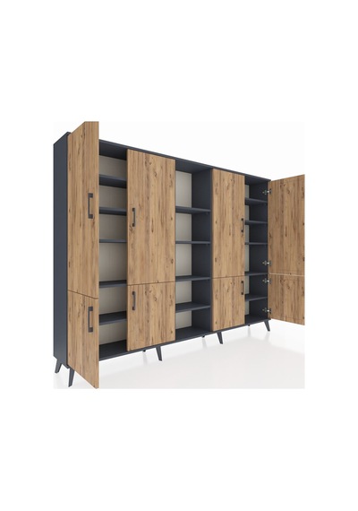 Arges Dolap 14 Raflı 8 Kapaklı 220x30x163 Antrasit-çam/antrasit Atlas Çam/antrasıt - Antrasıt Arges Dolap 14 Raflı 8 Kapaklı 220x30x163 Antrasit-çam/antrasit Atlas Çam/antrasıt - Antrasıt