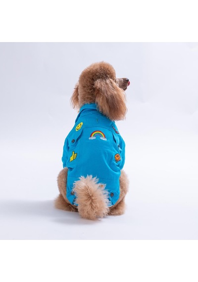 Turkuaz Cancun - Cancún Ceket Gabardin Çıtçıtlı Kedi Köpek Ceketi Kedi Köpek Kıyafeti Kedi Köpek Elbisesi