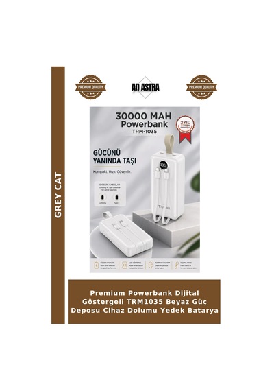 Premium Powerbank Dijital Göstergeli Trm1035 Beyaz Güç Deposu Cihaz Dolumu Yedek Batarya Çok Renkli