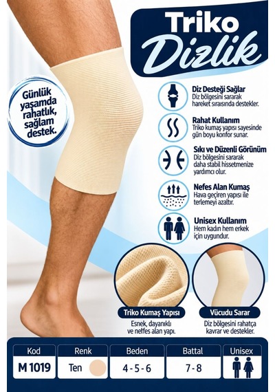 Triko Dizlik Unisex Esnek Diz Destekliği M 1019 - Rylks Standart