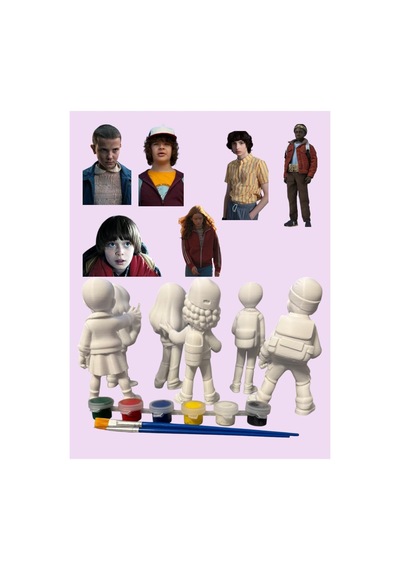 3d Stranger Things Eleven - Mike - Dustin - Lucas - Will - Max Karakterleri 6 Lı Figür Boyama Seti - Kendin Boya Hobi Ve Etkinlik Seti - Akrilik Boya + 12 Fırça