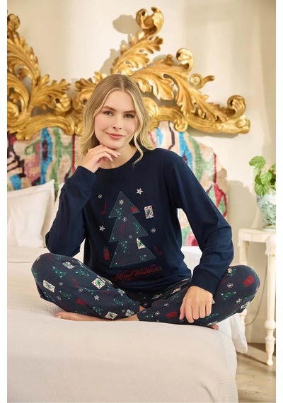 Aydoğan Kadın Bisiklet Yaka Termal Pijama Takımı 240574l- 1 Adet Lacivert