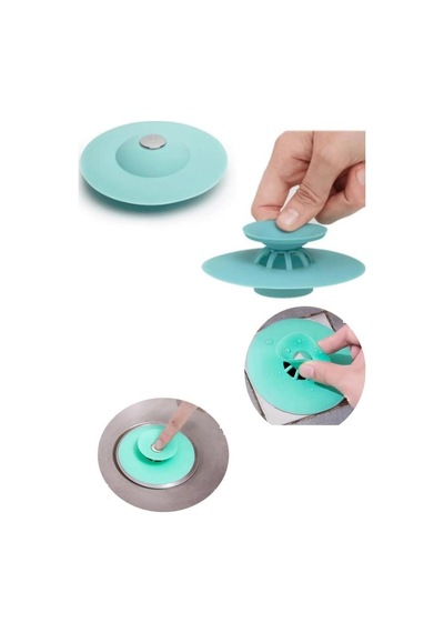 Silikon Süzgeçli Basmalı Lavabo Küvet Yuvarlak Lavabo Tıkacı Silikon Diğer