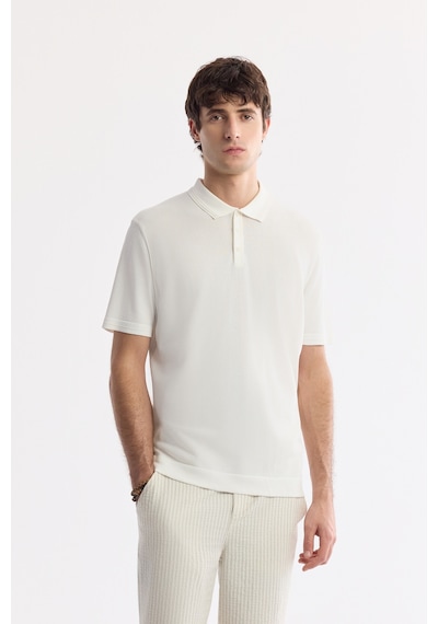 Avva Erkek Ekru Polo Yaka Basic Rayon Triko Regular Fit T-shirt A51y5035