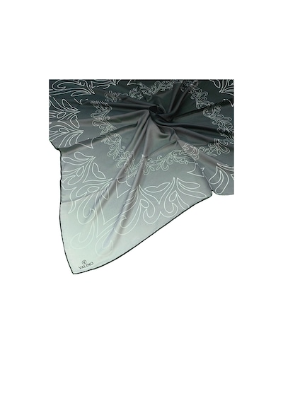 Mim Eşarp Valino Degrade Desenli Şifon Eşarp 90x90 Cm Siyah - Gümüş