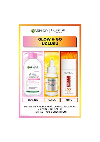 C Vitamini Parlak Serum + 200ml Micellar Makyaj Temizleme Suyu + Clinical Spf50 Yüz Güneş Kremi pktgrnglowngoset-10743