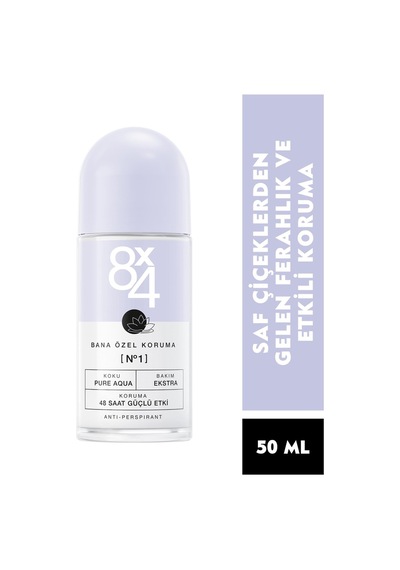 8x4 Bana Özel Koruma No:1 Pure Aqua Kadın Roll-On Deodorant 50 ML