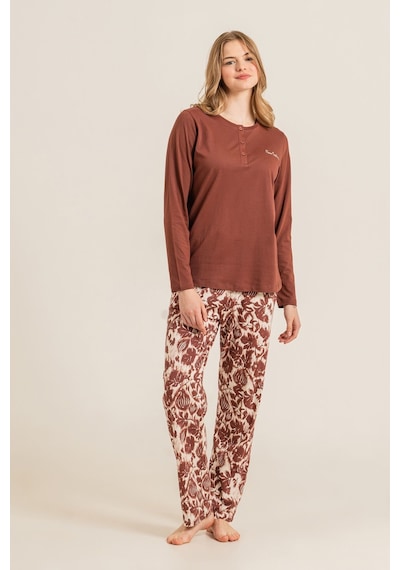 Pierre Cardin Kadın Kahverengi Uzun Kol Pijama Takım Pc9264-s-v1 Pc9264-s-v1