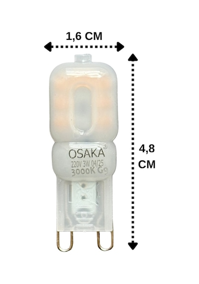 6 Adet Osaka 3w Sarı Işık 3000k Buzlu Dim Edilebilir G9 Duylu Led Kapsül Ampul