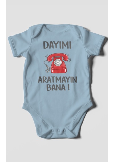 Morivokids Dayımı Aratmayın Bana Kısa Kollu Bebek Body %100 Pamuk Bebe Mavisi