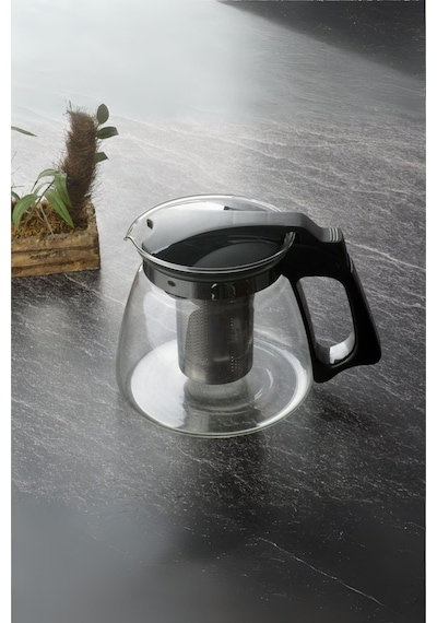 Süzgeçli Cam Demlik 1100 Ml Şeffaf
