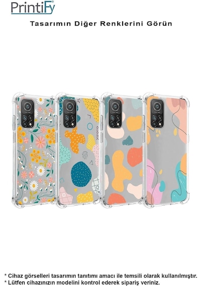 Samsung Galaxy M35 İle Uyumlu Geometrik Şekiller Baskılı Şeffaf Köşe Korumalı Antişok Kılıf