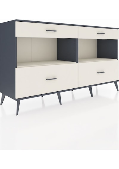 Hyperion Konsol 2 Raflı 4 Çekmeceli 176x44x99 Antrasit-aytaşı Antrasit-aytaşı