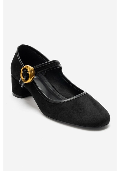Luvi Shoes Merel Siyah Süet Kadın Kalın Topuklu Ayakkabı Luvi Shoes Merel Siyah Süet Kadın Kalın Topuklu Ayakkabı