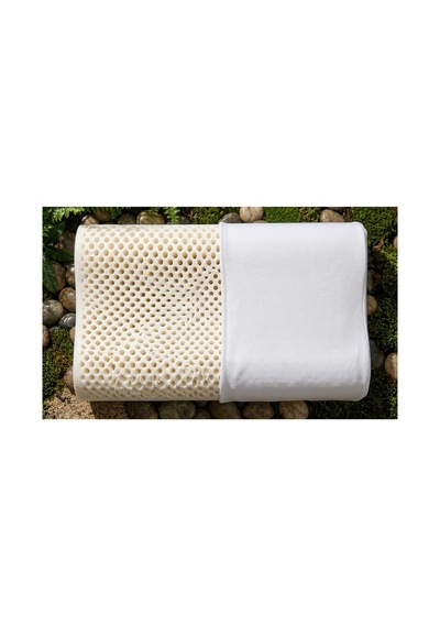 %100 Doğal Lateks Ortopedik Yastık Boyun Destekli Ergonomik Uyku Yastığı Pamuklu Kılıf 40x60x12/9 Cm