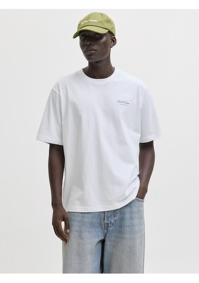 Jack & Jones Jack Jones Yazı Desenli Erkek Yuvarlak Yaka Tişört 12287990 Beyaz