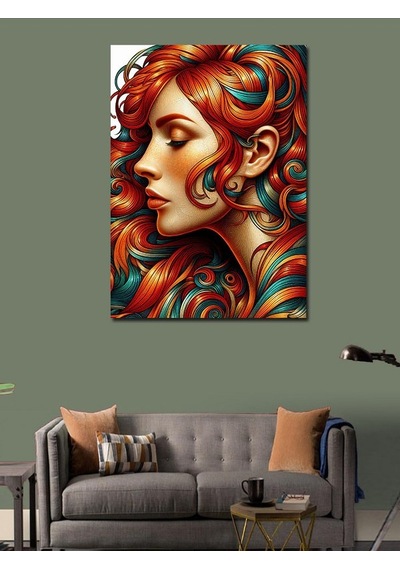Kanvas Tablo Kırmızı Saçlı Kadın 50cmx70cm