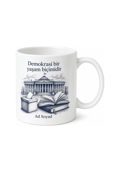 Siyaset Kitapları Parlamento Çizimi Oy Sandığı Diplomatik İlişkiler Kupa Bardak Hediye Beyaz / Çok Renkli