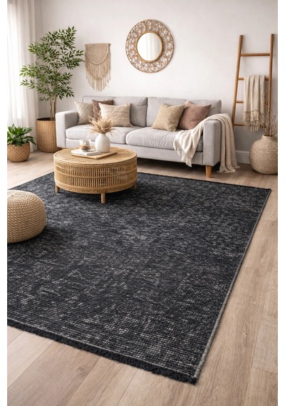 Hoom Rugs Vintage Vtg 105 Antrasit Dekoratif Yıkanabilir Kilim Antrasit