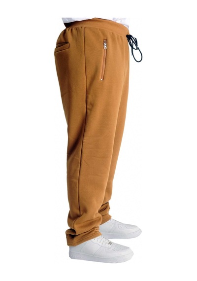 Mode Xl Büyük Beden Erkek 3 İplik Eşofman Altı Fermuarlı Düz Paça 22507 Camel Camel