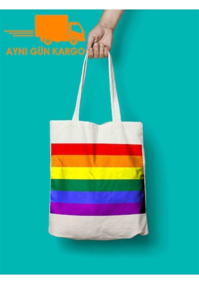 Gökkuşağı Lgbt Bez Çanta Aynı Gün Ücretsiz Kargo Çok Renkli