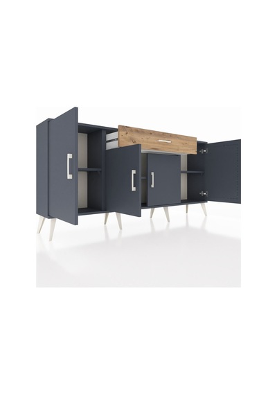 Arges Konsol 3 Raflı Tek Çekmeceli 4 Kapaklı 176x30x83 Antrasit-antrasit/çam Antrasit/çam Arges Konsol 3 Raflı Tek Çekmeceli 4 Kapaklı 176x30x83 Antrasit-antrasit/çam Antrasit/çam