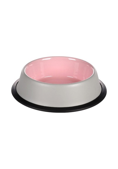 Flamingo Nell Boyalı Çelik Mama Kabı Antislip Gri-pembe 200ml