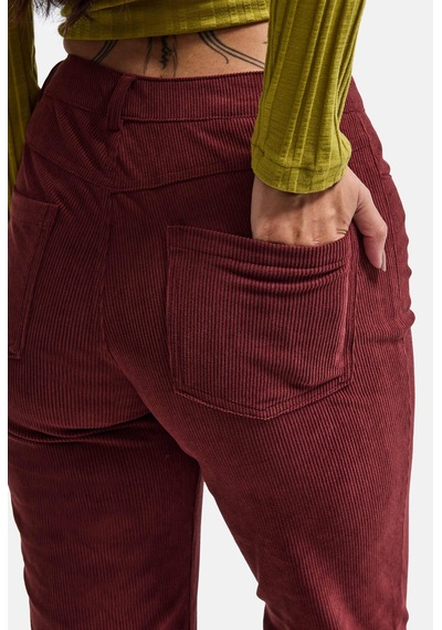 Kadın Bordo Flare Fit Velvet Kadife Kumaş Pantolon