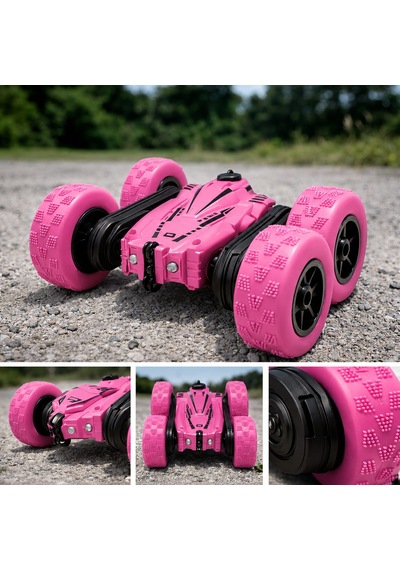 360 Dönebilen Akrobatik Çift Taraflı Kumandalı Araba Pembe
