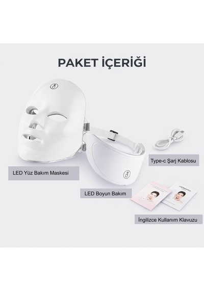 Yüz Ve Boyun Güzellik Cihazı Led Yüz Maskesi Foton Maskesi 7 Renkli Cilt Bakım