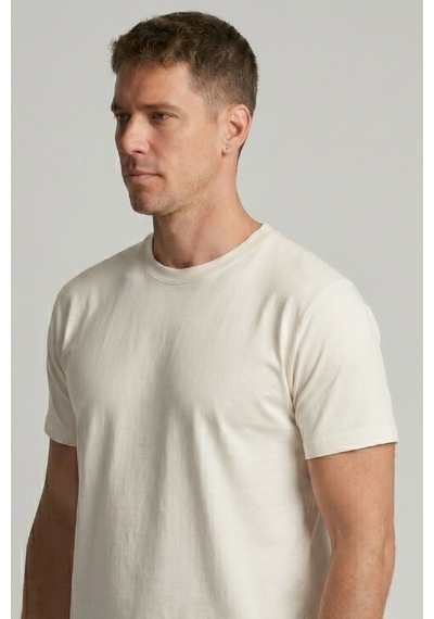Goffra Erkek Vision Premium Kalite Yoğun Dokulu Pamuklu T-shirt Ekru M101-r0220-09