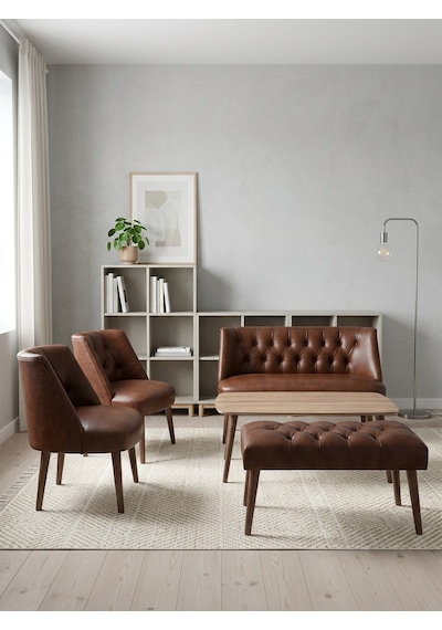Milano 2+1+1+sehpa+bench Deri Çay Seti Koltuk Takımı Ofis Bekleme Takımı Ahşap Ayaklı - Acı Kahve Kahverengi Milano 2+1+1+sehpa+bench Deri Çay Seti Koltuk Takımı Ofis Bekleme Takımı Ahşap Ayaklı - Acı Kahve Kahverengi